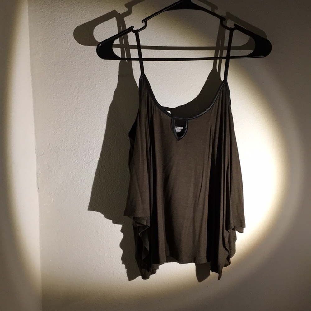 Leather spaghetti strap loose crop top